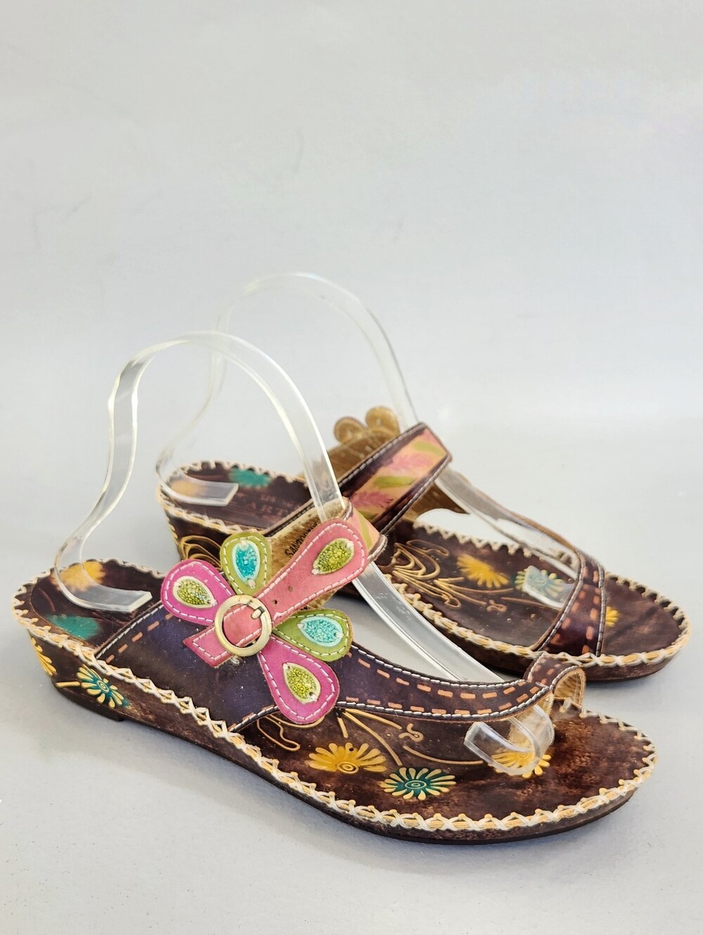 Spring Step L'Artiste Santorini Sandals Women 41 Brown Leather Floral Butterfly